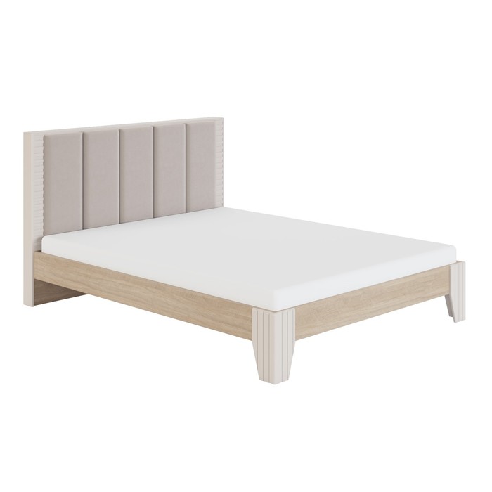 Кровать с мягкой спинкой «Беатрис №2.1», 1400×2000 мм, без основания, палермо/софт латте шкаф 3 х дверный беатрис палермо софт латте