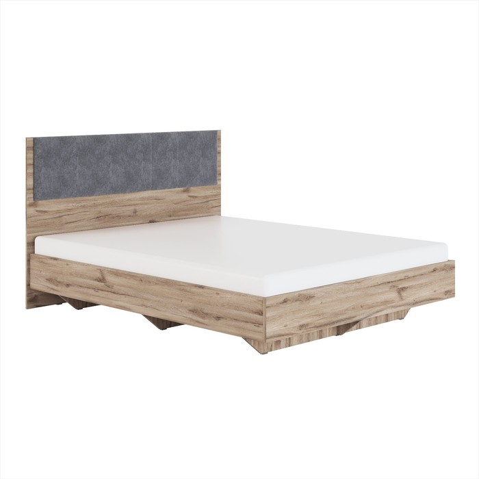 Кровать с мягким элементом «Николь №1.3», 1600×2000 мм, цвет серый/дуб альпийский шкаф трёхдверный николь 7 1367×523×2320 мм цвет дуб альпийский белое сияние