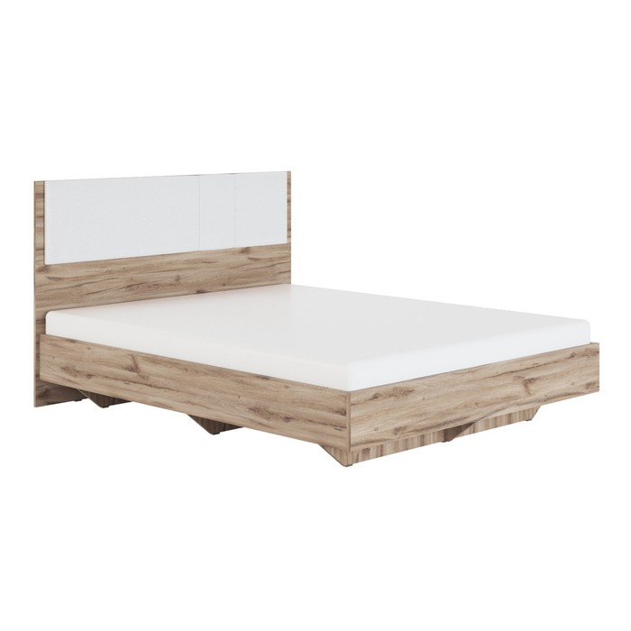 Кровать с мягким элементом «Николь №1.4», 1600×2000 мм, цвет белый/дуб альпийский шкаф четырёхдверный николь 8 1811×523×2320 мм цвет дуб альпийский белое сияние
