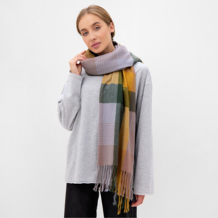 

Шарф зимний с кистями MINAKU 65*180 + 8 см клетка