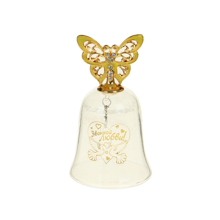Колокольчик с фигурной ручкой бабочка "Звонкой любви"