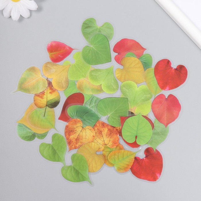 Наклейки для творчества пластик Листья в форме сердца набор 40 шт 0,3х8х14,8 см 100 шт партия мультяшные наклейки в форме сердца