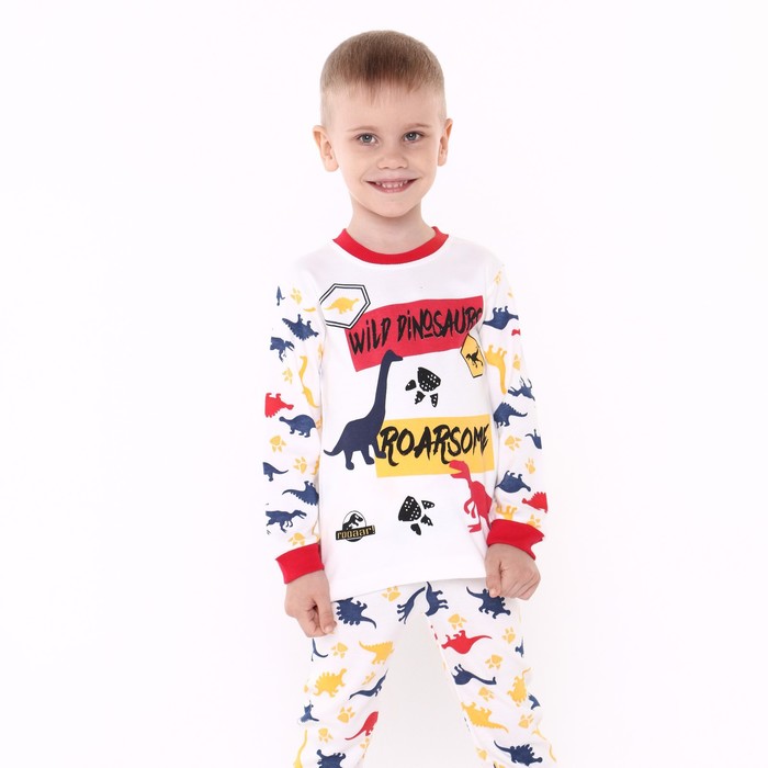 Пижама для мальчика, цвет белый/бордовый, рост 110 см