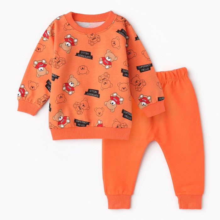 цена Комплект детский (свитшот,брюки), цвет оранжевый, рост 92 см