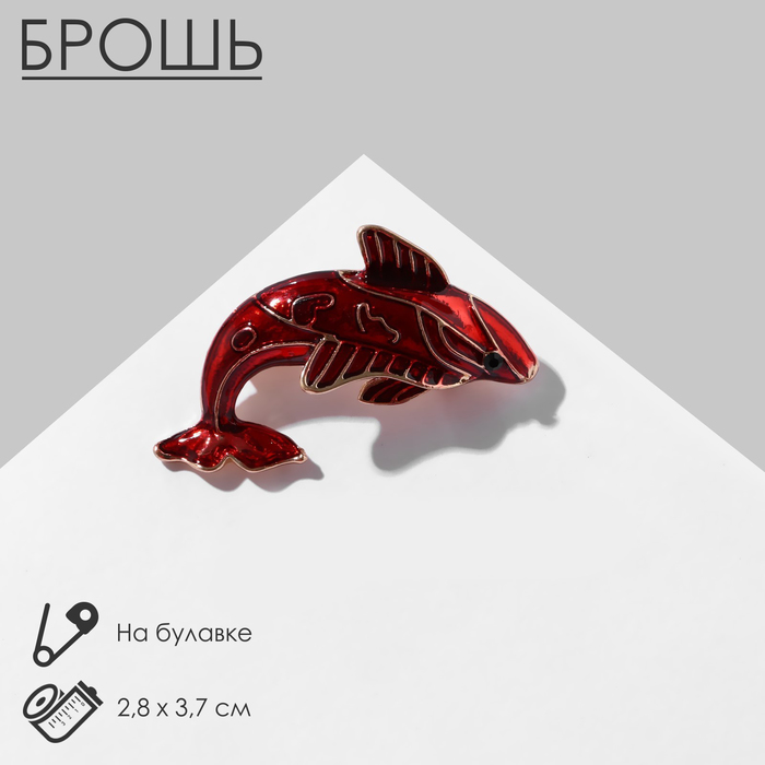 

Брошь «Рыба» осётр, цвет красный в золоте