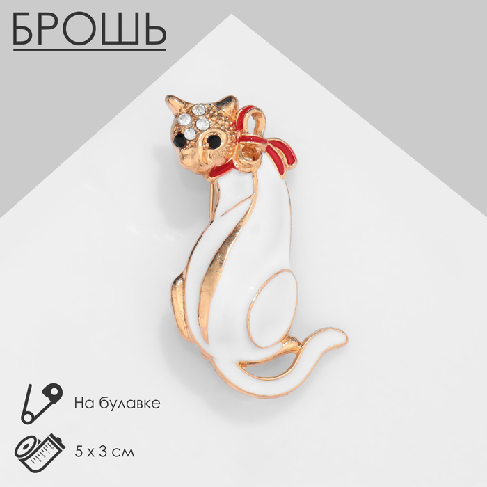 

Брошь «Кошка» игривая, цветная в золоте