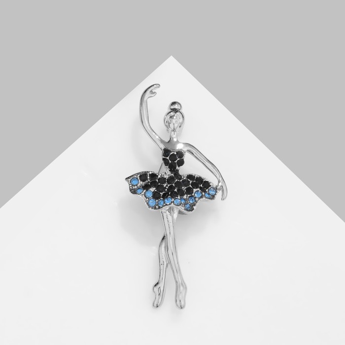 Брошь «Балерина» изящная, цвет сине-голубой в серебре золотистая дизайнерская брошь балерина