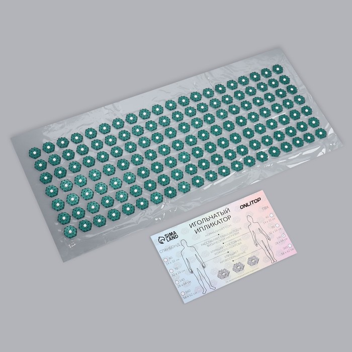 фото Ипликатор-коврик, основа пвх, 140 модулей, 28 × 64 см, цвет прозрачный/зелёный onlitop