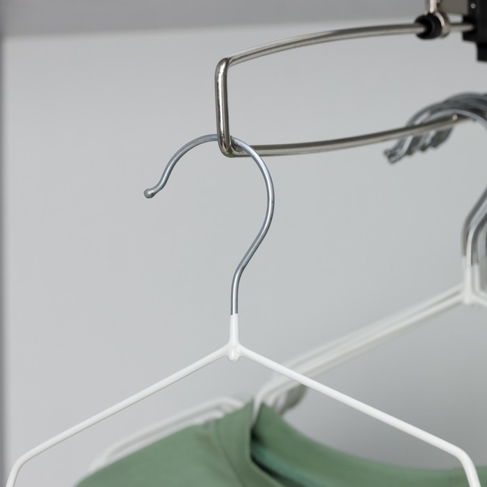 фото Набор вешалок антискользящих, металл с пвх покрытием, 41×20×0,3 см, 10 шт, цвет белый