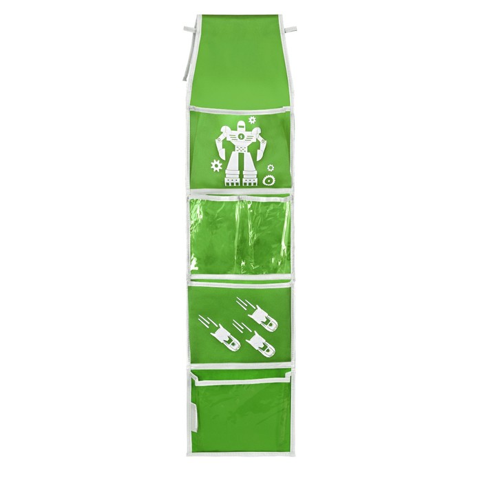 Кармашки в садик «Робот» для детского шкафчика 85х20 см, зелёный кармашки в садик китёнок для детского шкафчика 85х20 см голубой