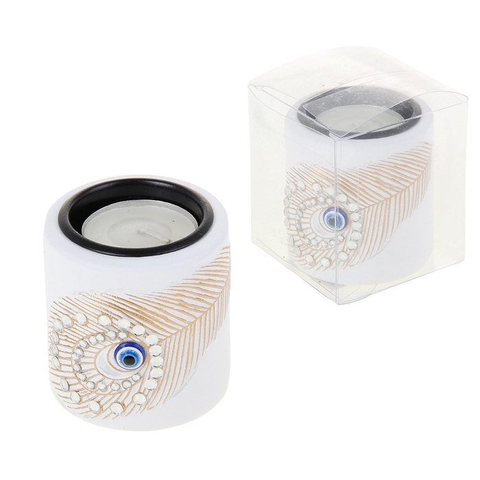 Подсвечник со свечой "Перо павлина"