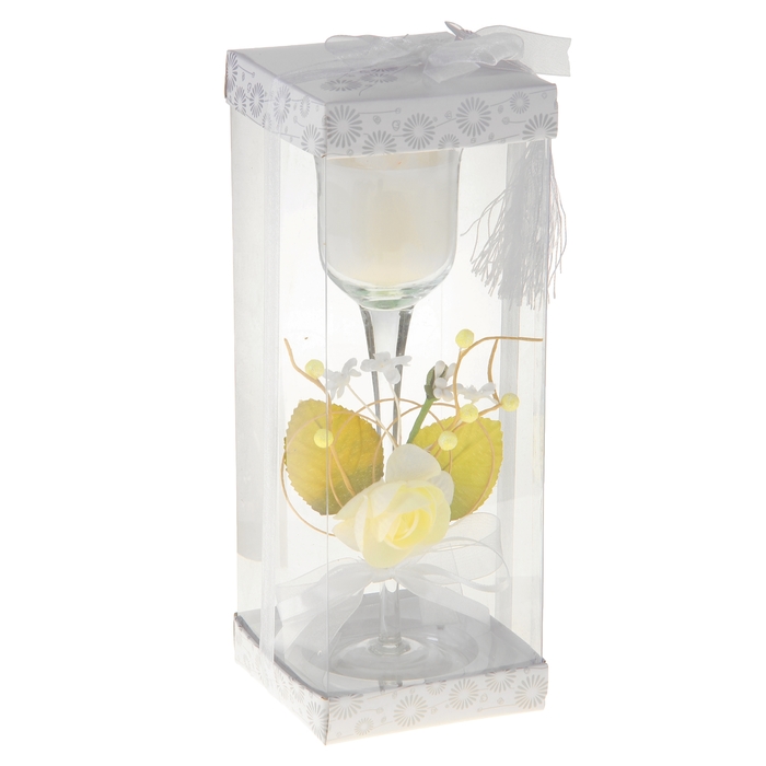 Свеча восковая "Цветочная поляна", цвет белый