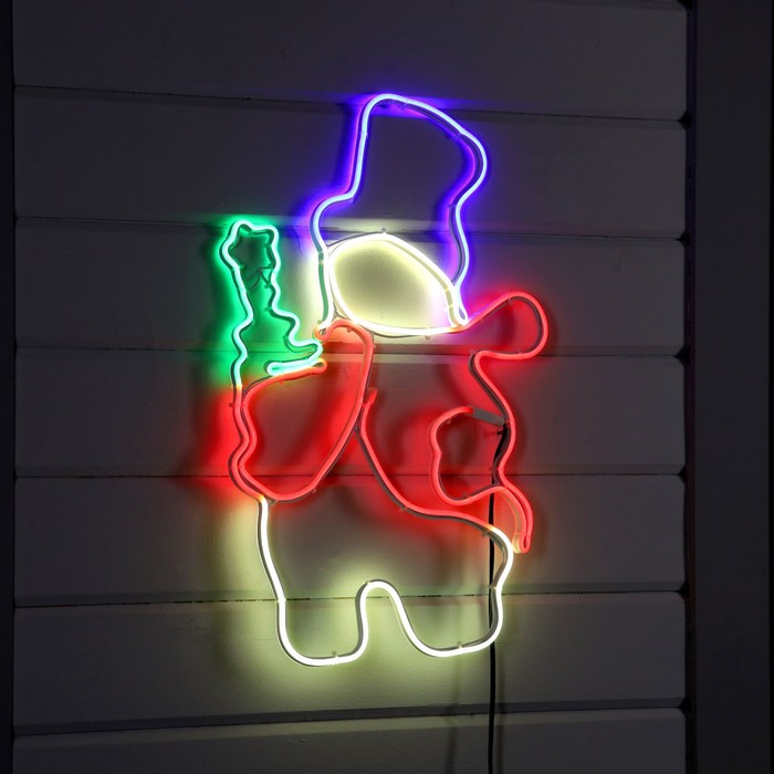 

Неоновая фигура «Снеговик», 48 × 60 см, 448 LED, 220 В, свечение тёплое белое/синее/зелёное/красное