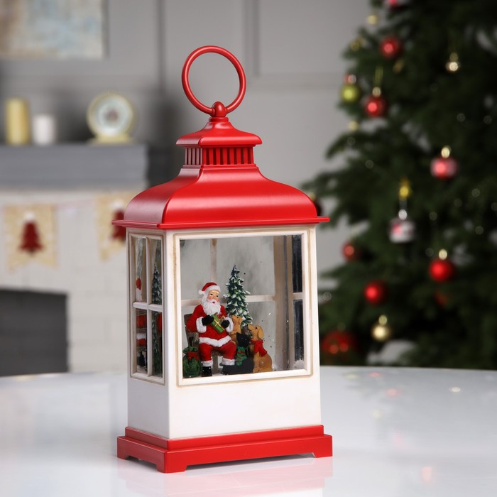 фото Светодиодная фигура «фонарь с дедом морозом» 12 × 22.5 × 7.8 см, пластик, батарейки аах3 (не в комплекте), usb, свечение тёплое белое luazon lighting