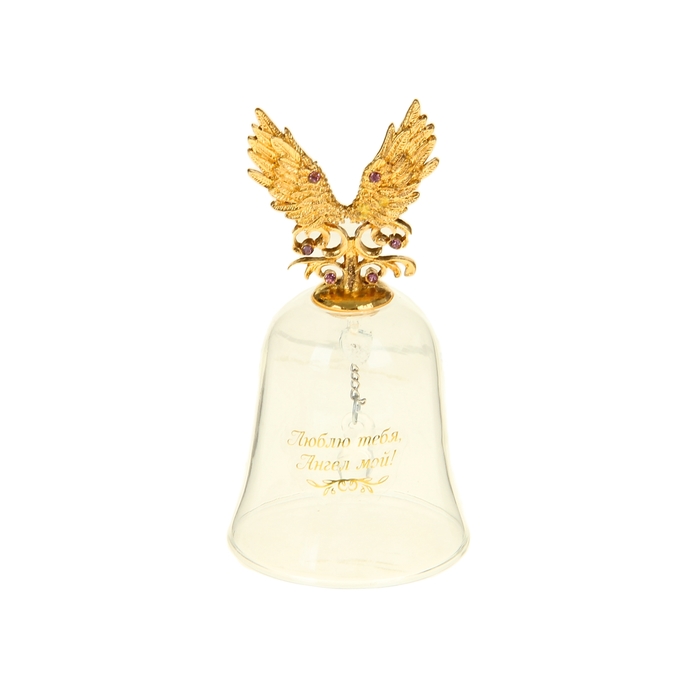 Колокольчик с фигурной ручкой крылья "Люблю тебя, Ангел мой"