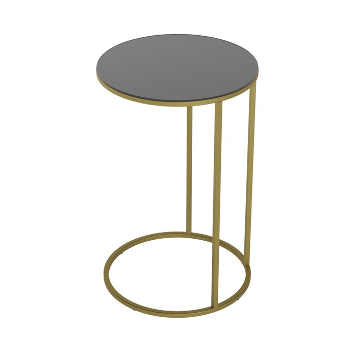 Стол журнальный «Остин Гласс», 450×450×705 мм, цвет чёрная лакобель / золотой каркас