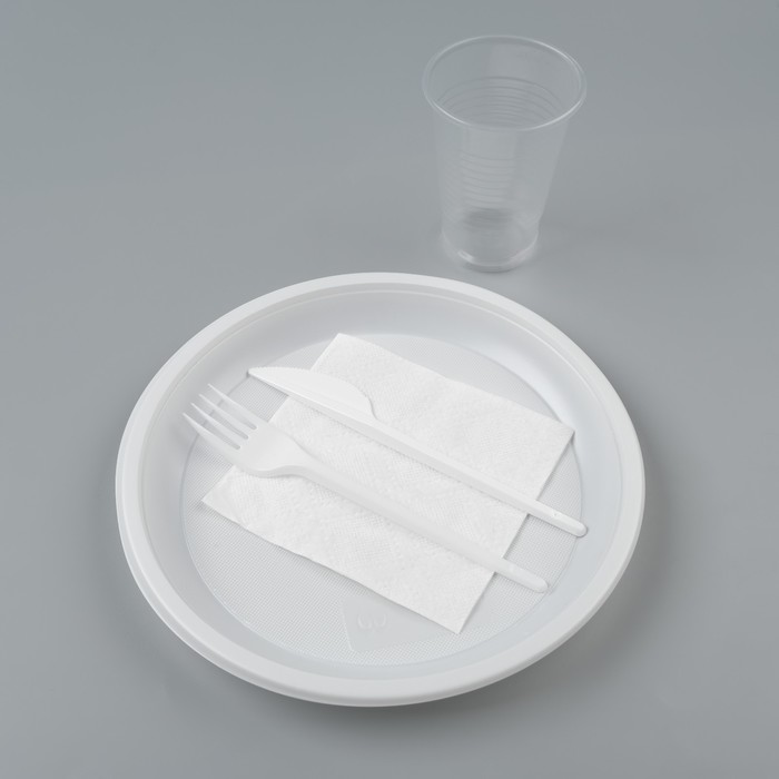 набор одноразовой посуды доляна чайный премиум на 6 персон чашки 140 мл вилки тарелки салфетки Набор одноразовой посуды «Пикник» 6 персон, тарелки 20х21 мм, стаканы 200 мл, вилки, ножи, с