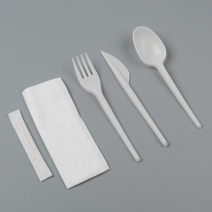 

Набор биоразлагаемых приборов "Вилка, ложка, нож, зубочистка, салф. бум." 15 см