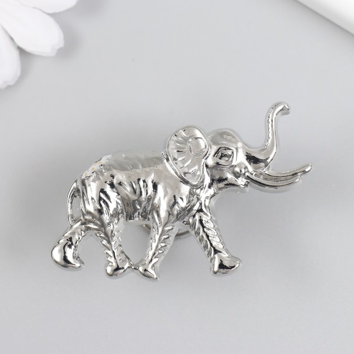 Ручка для шкатулки металл Индийский слон серебро 3,3х5,8 см