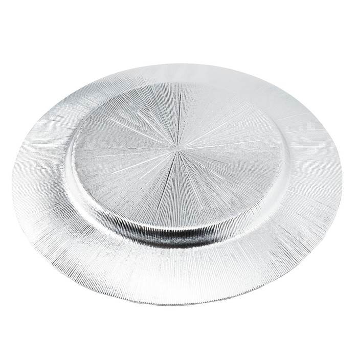 фото Тарелка стеклянная подстановочная magistro «иней. серебро», 32,5×2,5 см, цвет серебряный