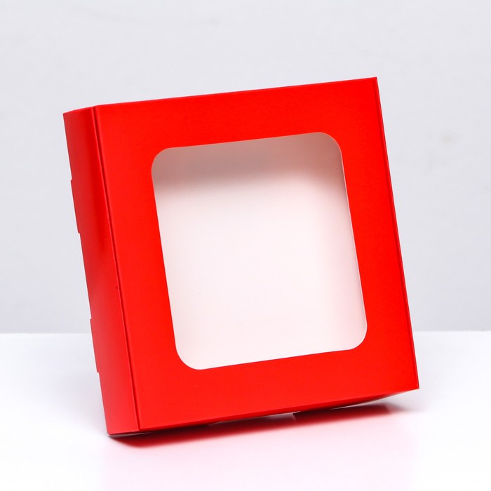 Коробка самосборная с окном красная, 13 х 13 х 3 см коробка самосборная с окном красная 21 х 21 х 3 см