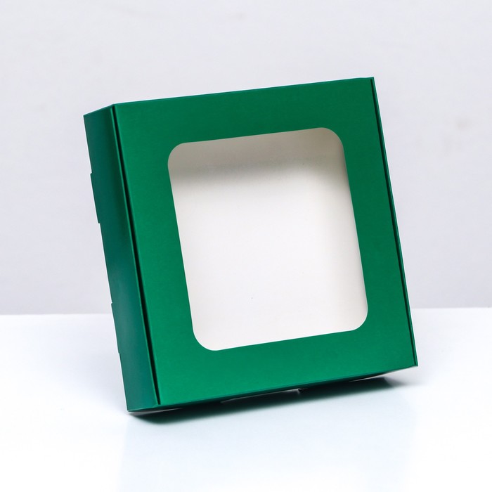 Коробка самосборная, зеленая, 13 х 13 х 3 см фото