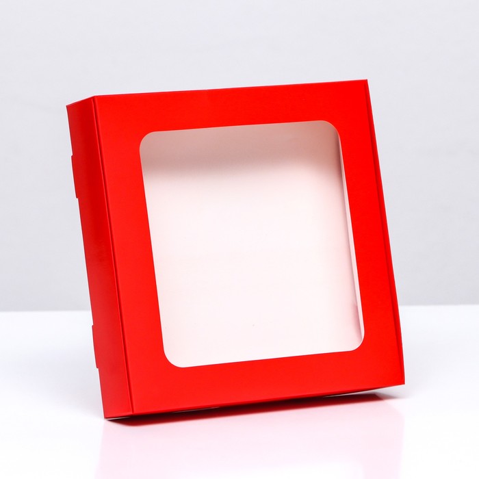 Коробка самосборная с окном красная, 16 х 16 х 3 см коробка самосборная с окном красная 21 х 21 х 3 см