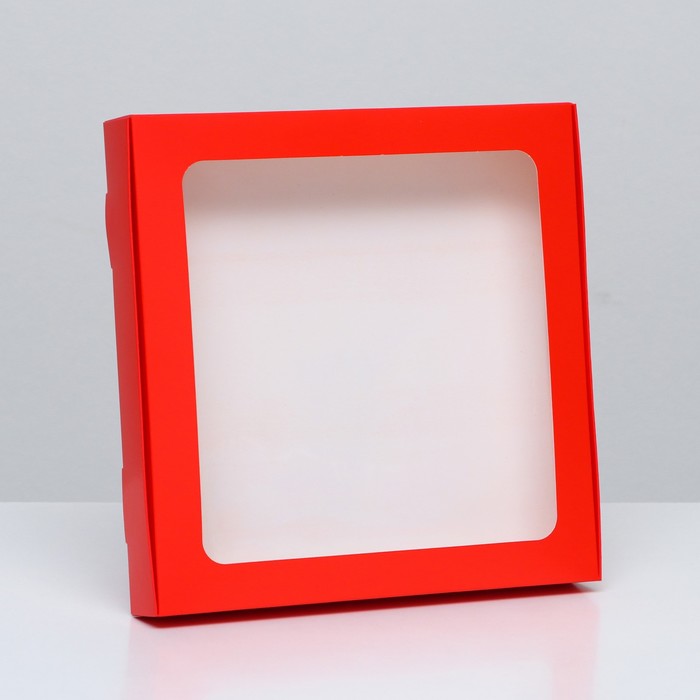 Коробка самосборная с окном красная, 21 х 21 х 3 см коробка самосборная с окном красная 21 х 21 х 3 см