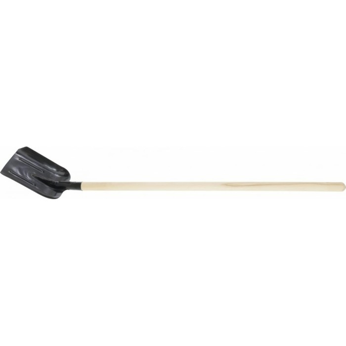 Лопата совковая, прямоугольная, L = 140 см, рёбра жёсткости, деревянный черенок