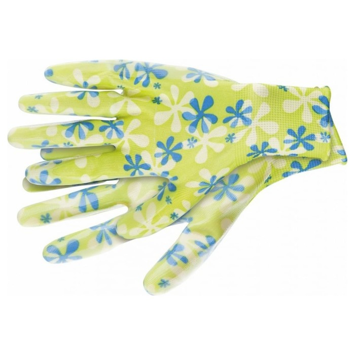 Перчатки из полиэстера садовые, с нитриловым обливом, размер 7, зелёные, Palisad перчатки садовые palisad из полиэстера с нитрильным обливом l
