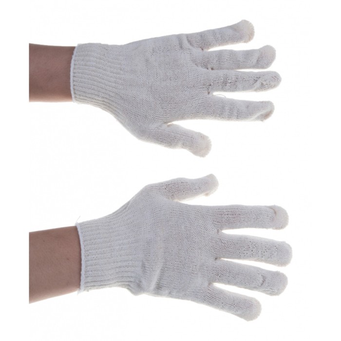 Перчатки, х/б, без покрытия, вязка класс 10, белые перчатки х б s белые без покрытия