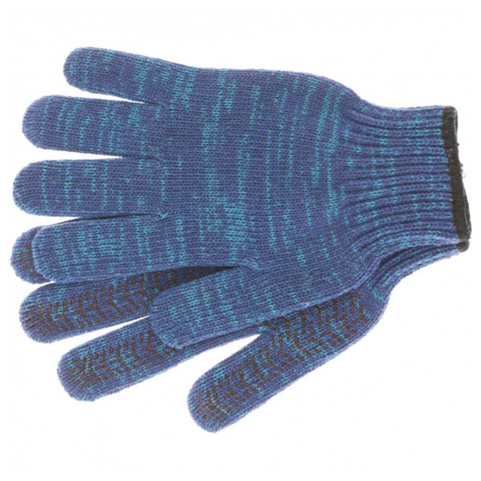 Перчатки, х/б, вязка класс 7, с ПВХ покрытием, усиленные, синие, Сибртех перчатки хб 7 класс гелевое пвх усиленные желтые