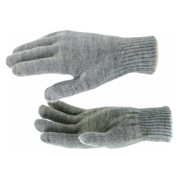 Перчатки акриловые рабочие, двойные + двойная манжета, серые, «Сибртех» перчатки рабочие серые 1 пара