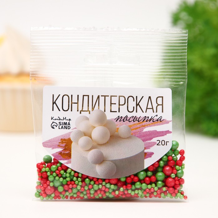 

Посыпка кондитерская "Новый год" Бисер цветной (Зеленый,красный), 20 г