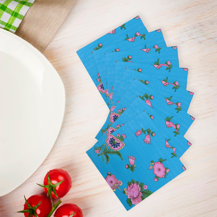 Салфетки бумажные (набор 20 шт) 33*33 см "Выдумка цветочная на синем"