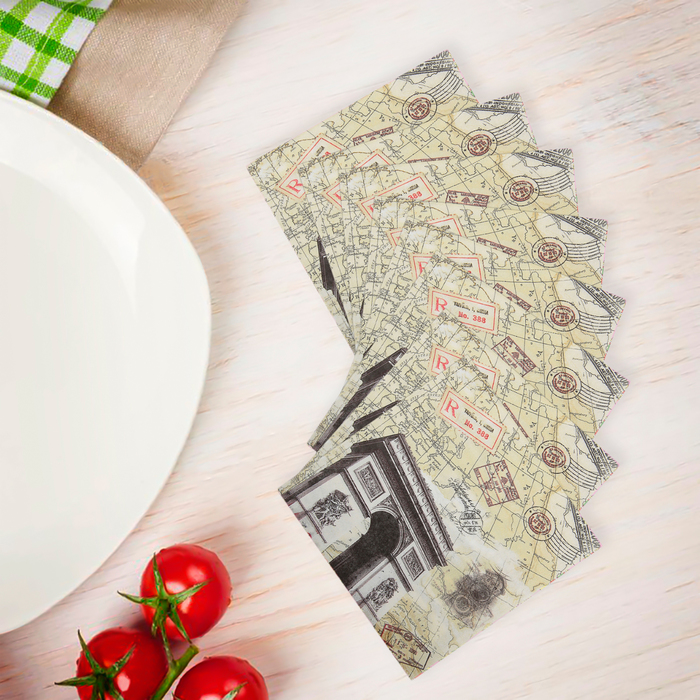 Салфетки бумажные (набор 20 шт) 33*33 см "Триумфальная арка на бежевом"