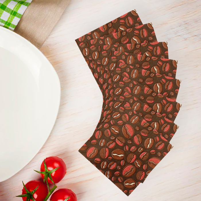 Салфетки бумажные (набор 20 шт) 33*33 см "Кофейные зерна"