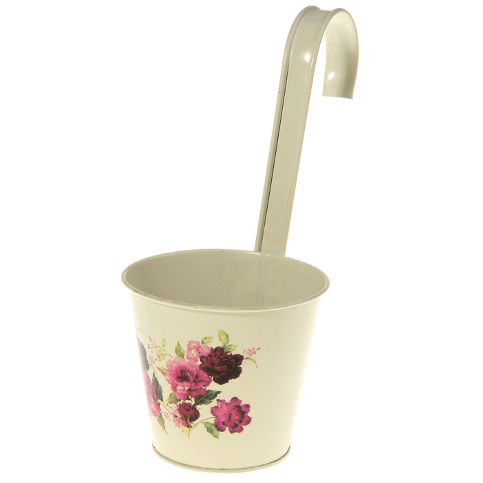 Кашпо подвесное "Пионы" с крючком, малое