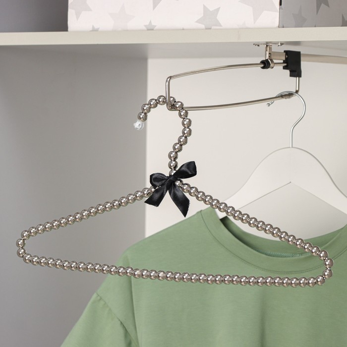 Плечики - вешалки для одежды LaDо́m «Серебряный Жемчуг», 40×21 см, цвет серый