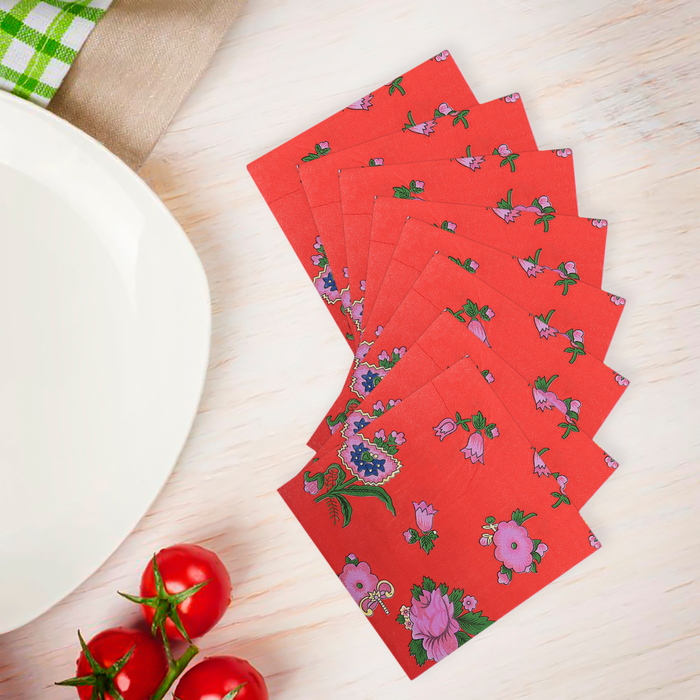 Салфетки бумажные (набор 20 шт) 33*33 см "Выдумка цветочная на красном"