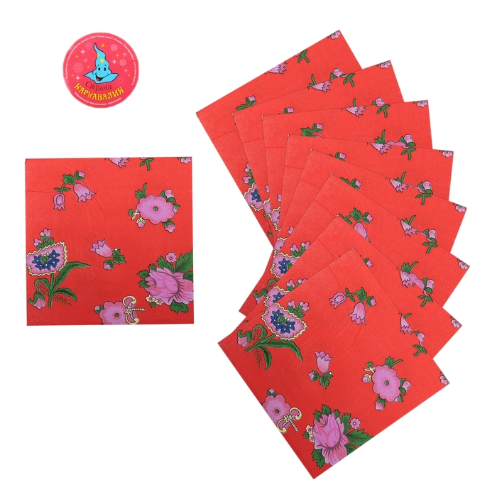 Салфетки бумажные (набор 20 шт) 33*33 см "Выдумка цветочная на красном"