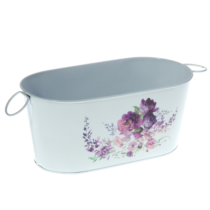 Кашпо "Розы" овальное, нежно-голубое