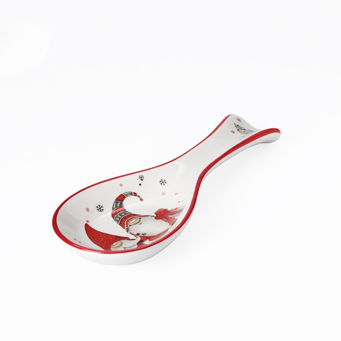 

Подставка под ложку Доляна «Рождественские гномики», 24,7×9×2,5 см, цвет белый