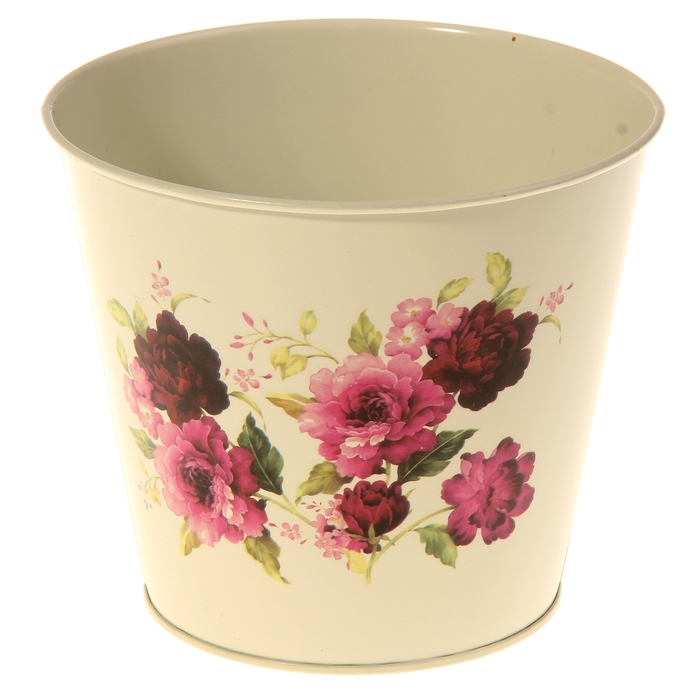 Кашпо "Пионы" среднее, бежевое