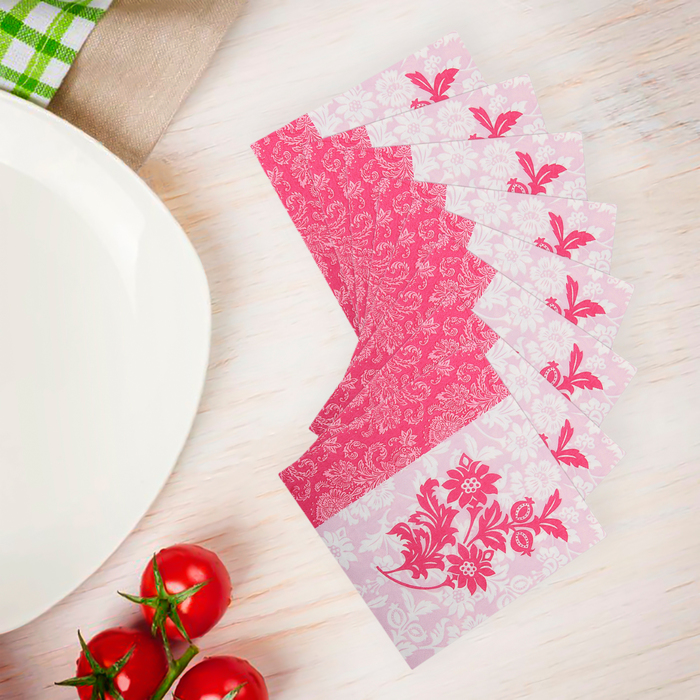 Салфетки бумажные (набор 20 шт) 33*33 см "Цветочный рисунок розовый"