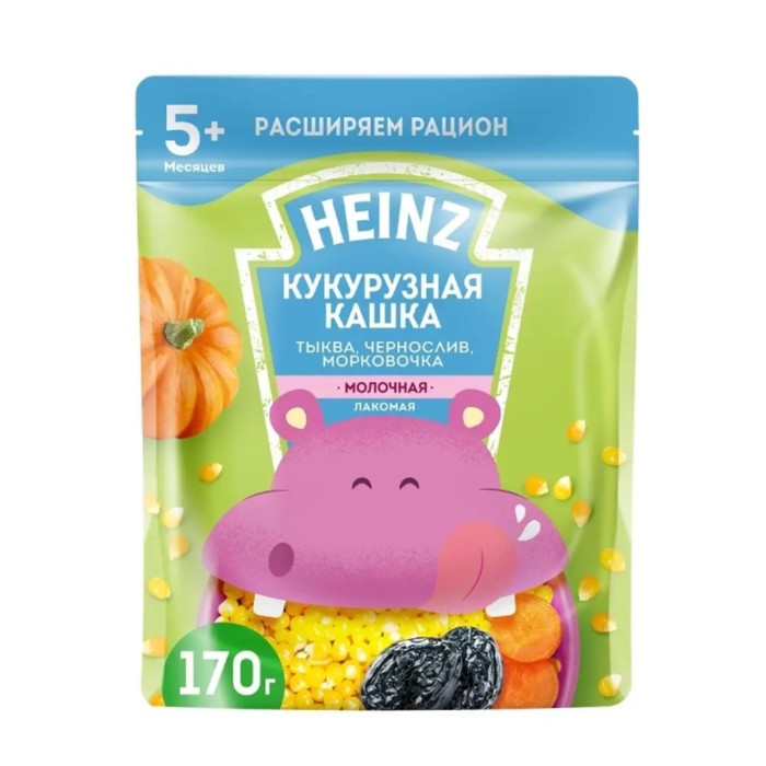 

Каша молочная кукурузная HEINZ тыква/чернослив/морковь 170г
