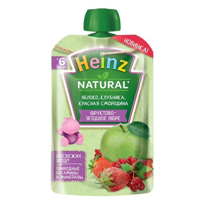 

Пюре фруктовое HEINZ яблоко/клубника/красная смородина 90г д/п