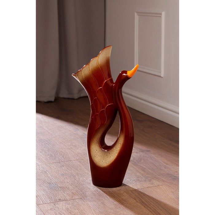 Ваза напольная "Лебедь", коричневая