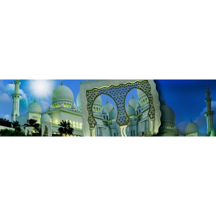 Фотосетка, 600 × 155 см, с фотопечатью, «Мечеть в ночи» фотосетка 600 × 155 см с фотопечатью заросшие руины