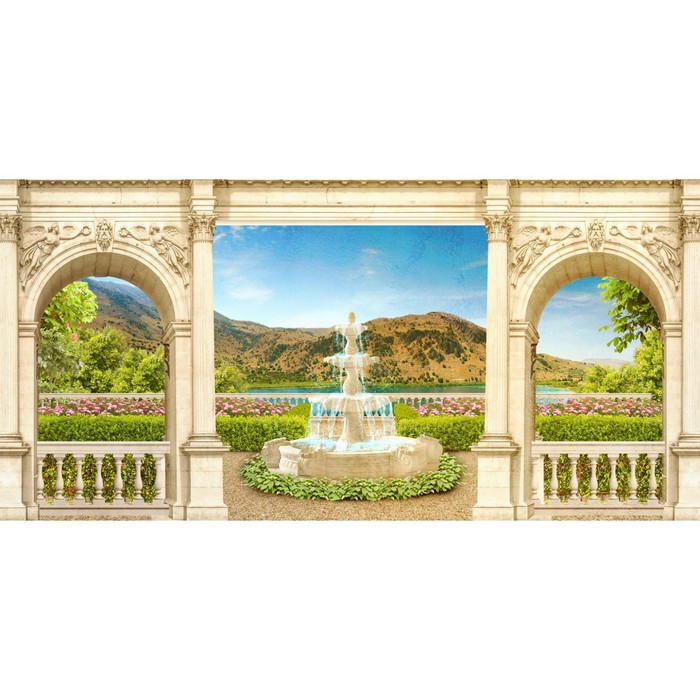 

Фотосетка, 320 × 155 см, с фотопечатью, «Фонтан и арки»